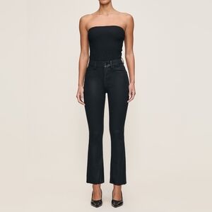 NWT DL1961 Bridget Boot High Rise Instasculpt Crop Jeans In Black Coated Raw